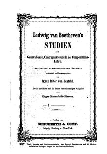 Partition Complete Book, Studien im Generalbass, Contrapunkt und en der Compositionslehre, aus dessen handschriftlichem Nachlass