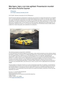 Más ligero, bajo y con más agilidad: Presentación mundial del nuevo Porsche Cayman