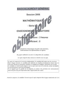 Mathématiques 2008 Sciences Economiques et Sociales Baccalauréat général