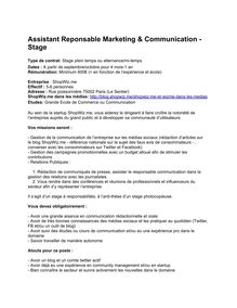 Assistant Reponsable Marketing & Communication