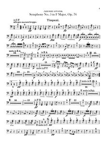Partition timbales, Triangle, Symphony No.5, Symfonie č.5, F major