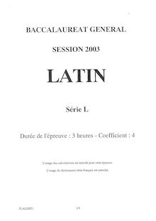 Latin 2003 Littéraire Baccalauréat général