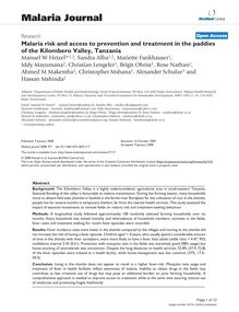 Malaria risk and access to prevention and treatment in the paddies of the Kilombero Valley, Tanzania