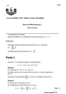 Mathématiques A 2002 Classe Prepa PSI Concours E3A