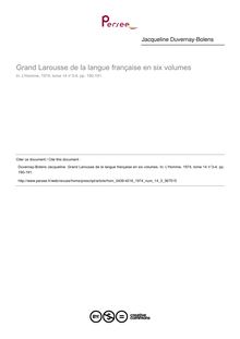 Grand Larousse de la langue française en six volumes  ; n°3 ; vol.14, pg 190-191