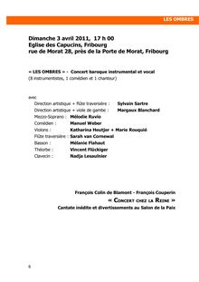 Dimanche 3 avril 2011, 17 h 00 Eglise des Capucins, Fribourg rue ...