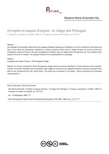 Immigrés et espace d origine : le village des Portugais - article ; n°2 ; vol.14, pg 507-512