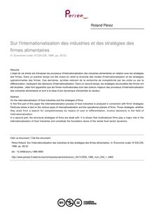 Sur l internationalisation des industries et des stratégies des firmes alimentaires - article ; n°1 ; vol.234, pg 29-33