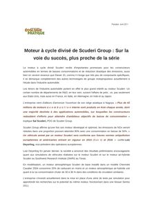 Moteur à cycle divisé de Scuderi Group : Sur la voie du succès, plus proche de la série