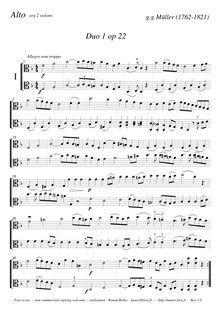Partition complète, violon Duo No.1, Müller, Georg Gottfried
