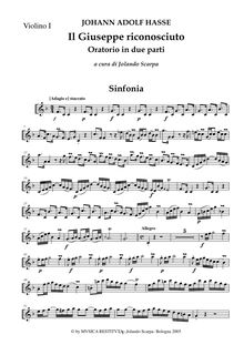 Partition violons I, Il Giuseppe riconosciuto, Oratorio en 2 parties