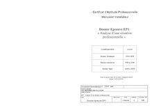 Epreuve EPI - Analyse d une situation professionnelle 2005 CAP Menuisier Installateur
