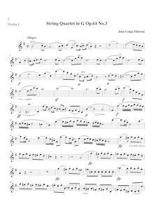 Partition violon 1, corde quatuor, Op.61 No.3, G major, Ellerton, John Lodge