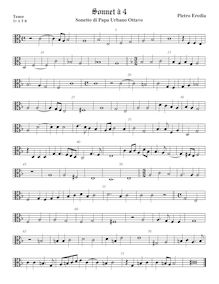 Partition ténor viole de gambe 2, alto clef, Sonetto di Papa Urbano Ottavo