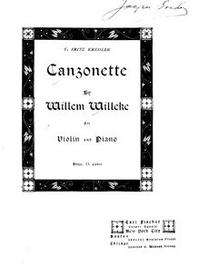 Partition de piano, Canzonette, A Major, Willeke, Willem