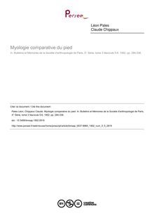 Myologie comparative du pied - article ; n°5 ; vol.3, pg 284-336