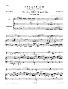 Partition complète, Allegro, Violin Sonata No.31, B♭ major, Mozart, Wolfgang Amadeus