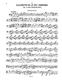 Partition de violoncelle, Symphony No.7, A major, Beethoven, Ludwig van
