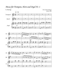 Partition Auszug (Ite missa est; move-out), Mass No. 1 pour trompette, French cor et orgue