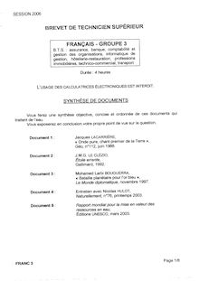 Français 2006 BTS Professions immobilières