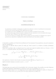 ESSEC 1999 mathematiques ii classe prepa hec (ecs)