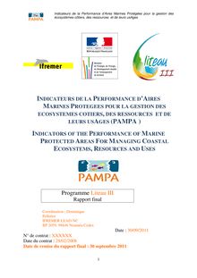 Indicateurs de la performance d’aires marines protégées pour la gestion des écosystèmes côtiers, des ressources et de leurs usages (PAMPA). : synthese