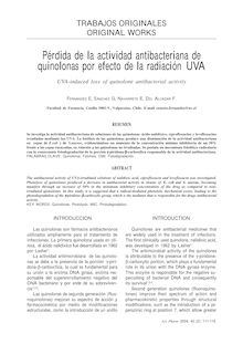 Pérdida de la actividad antibacteriana de quinolonas por efecto de la radiación UVA (UVA-induced loss of quinolone antibacterial activity)