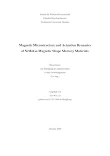 Magnetic microstructure and actuation dynamics of NiMnGa magnetic shape memory materials [Elektronische Ressource] / vorgelegt von Yiu Wai Lai
