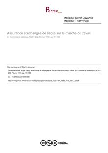 Assurance et échanges de risque sur le marché du travail - article ; n°1 ; vol.291, pg 151-169
