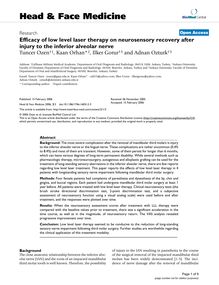 Efficacy of low level laser therapy on neurosensory recovery after injury to the inferior alveolar nerve