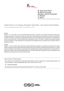 Quito face à un risque d origine naturelle : les laves torrentielles - article ; n°2 ; vol.88, pg 43-57