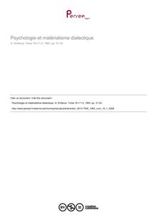 Psychologie et matérialisme dialectique - article ; n°1 ; vol.16, pg 31-34
