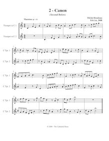 Partition Second en dessous, 15 Two-, partie Canons pour Brass, Rondeau, Michel
