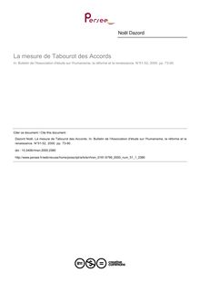 La mesure de Tabourot des Accords - article ; n°1 ; vol.51, pg 73-90