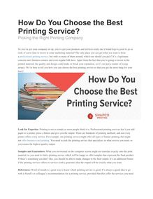 How Do You Choose the Best Printing Service?