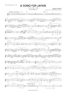 Partition B♭ ténor Saxophone, A Song pour Japan, Verhelst, Steven