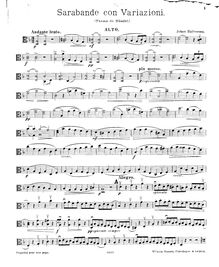 Partition viole de gambe, Sarabande con variazioni, Thême de Händel