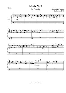 Partition , en C major, Piano études, Oma Rønnes, Kristian