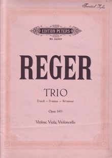 Partition Color covers, corde Trio, Op.141b, D minor, Reger, Max