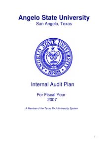 ASU Audit Plan 2007