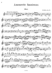 Partition hautbois , partie, Amourette Faunienne, Duo für Oboe und Fagott mit Clavierbegleitung
