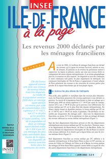 Les revenus 2000 déclarés par les ménages franciliens