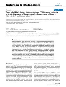 Reversal of High dietary fructose-induced PPARα suppression by oral administration of lipoxygenase/cyclooxygenase inhibitors