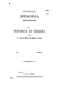 Memoria sobre el estado actual de la agricultura, industria rural y ganadería en la provincia de Córdoba