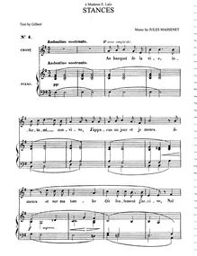 Partition complète (E minor: medium voix et piano), Stances