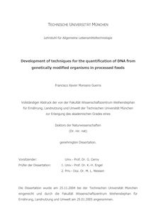 Development of techniques for the quantification of DNA from genetically modified organisms in processed foods [Elektronische Ressource] / Francisco Xavier Moreano Guerra