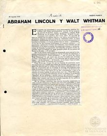 Abrahan lincoln y walt whitman
