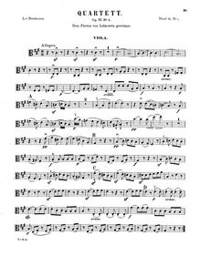 Partition viole de gambe, corde quatuor No.5, Op.18/5, A major, Beethoven, Ludwig van