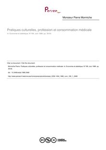 Pratiques culturelles, profession et consommation médicale - article ; n°1 ; vol.189, pg 39-50