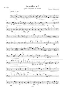 Partition violoncelles, Sonatina N. 1 pour cordes, Krähenbühl, Samuel